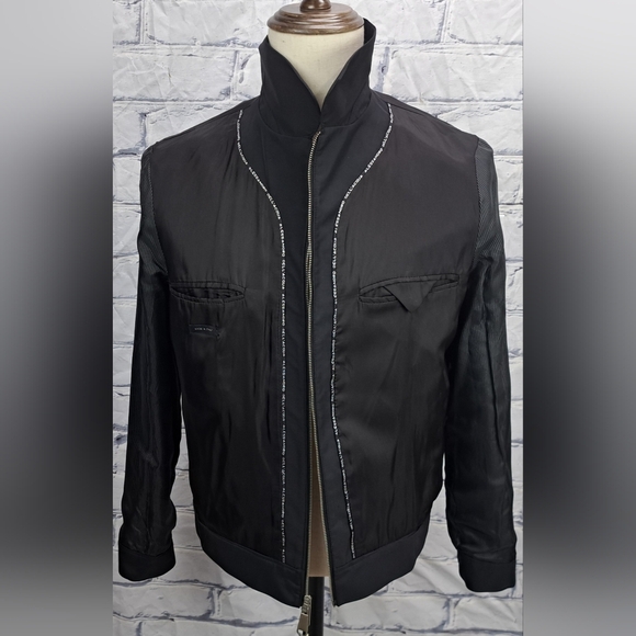 NWT Alessandro Dell'acqua Full Zip Jacket Fashion Woven Black Large / 50 - Picture 8 of 16